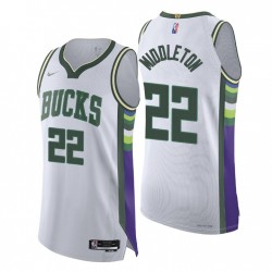 Milwaukee Bucks 2021-22 NBA 75th Khris Middleton # 22 Authentic Blanco Camiseta City