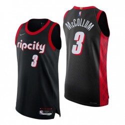 Portland Trail Blazers 2021-22 NBA 75th C.j. McCollum # 3 Auténtica ciudad de Camiseta Negro