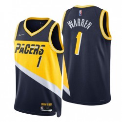 2021-22 Indiana Pacers T.j.Warren # 1 Ciudad 75 aniversario Negro Camiseta