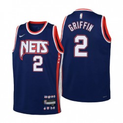 2021-22 Brooklyn Nets Blake Griffin # 2 75 ANIVERSARIO NAVY MOWY JUVENTUD CAMISETA CIUDAD