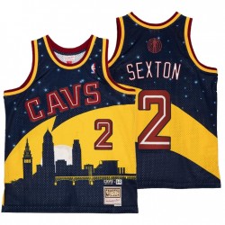 Cleveland Cavaliers x Kid Cudi Nba Remix Collin Sexton # 2 Oro Azul HWC Camiseta