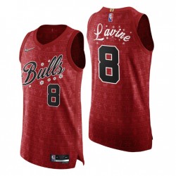 2021 NBA 75ª Navidad Chicago Bulls Zach Lavine # 8 Rojo Auténtico Camiseta