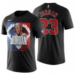 Chicago Bulls # 23 Michael Jordan 75th aniversario Gráfico Negro Camiseta