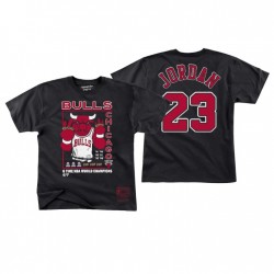 Chicago Bulls 6 Anillos Classics de madera dura Camiseta Michael Jordan # 23 Negro 2021-22