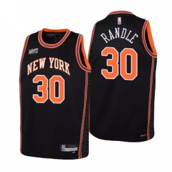 2021-22 New York Knicks Julius Randle # 30 75 aniversario Negro Negro Juvenil Camiseta Ciudad