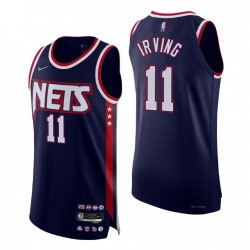 Brooklyn Nets Kyrie Irving # 11 2021-22 75 aniversario Auténtico Auténtico Navy Camiseta Ciudad