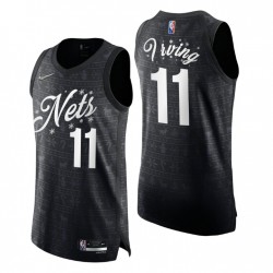 2021 NBA 75ª Navidad Brooklyn Nets Kyrie Irving # 11 Negro Auténtico Camiseta