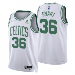 2021-22 Boston Celtics Marcus Smart # 36 75 aniversario Diamond Blanco Swingman Camiseta Association