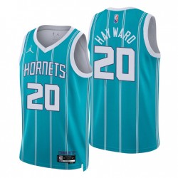 2021-22 Charlotte Hornets Gordon Hayward # 20 75 aniversario Diamante Diamante Teal Swingman Camiseta Icono