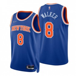 2021-22 New York Knicks Kemba Walker # 8 75 aniversario Diamante Azul Swingman Camiseta Icono