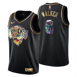 2021-22 New York Knicks Kemba Walker # 8 Golden Edición Diamond Logo Negro Swingman Camiseta
