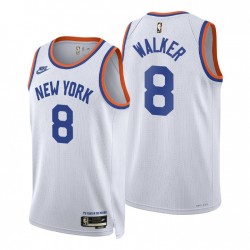 New York Knicks Kemba Walker # 8 2021-22 75 aniversario Classic Edición Año Cero Blanco Camiseta