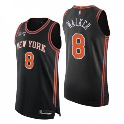 New York Knicks 2021-22 NBA 75th Kemba Walker # 8 Auténtica ciudad de Camiseta Negro