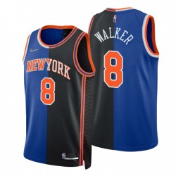 New York Knicks Split Edición Kemba Walker No. 8 Royal Negro 2021-22 Swingman Camiseta