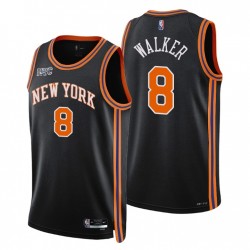 2021-22 New York Knicks Kemba Walker # 8 Ciudad 75 aniversario Negro Camiseta