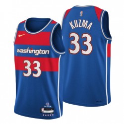 2021-22 Washington Wizards Kyle Kuzma # 33 Ciudad 75 aniversario Azul Camiseta