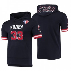 Washington Wizards # 33 Kyle Kuzma 75th Pro Standard Negro Sudadera con capucha de manga corta