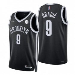 2022 Brooklyn Nets Goran Dragic # 9 75º Icono de aniversario Negro Swingman Camiseta