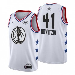 HOMBRES 2019 NBA All-Star Game Dallas Mavericks # 41 Dirk Nowitzki Blanco Swingman Camiseta