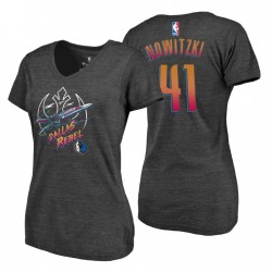 Dallas Mavericks de las mujeres # 41 Dirk Nowitzki Star Wars Rebel Negro Tri-Blend Cuello en V Camiseta