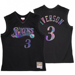 Filadelfia 76ers Allen Iverson # 3 Mitchell& Ness Ness Negro Iridiscente Classics Classics Camiseta