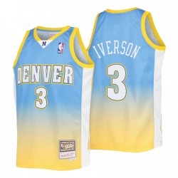Allen Iverson No. 3 Denver Nuggets Mitchell& Ness HWC Limited Fadeaway Azul Gold Camiseta