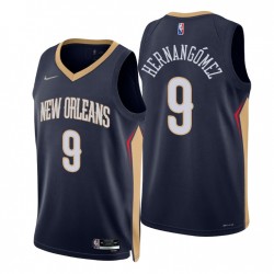 2021-22 New Orleans Pelicans Willy Hernangomez #9 75 aniversario Diamante Navy Swingman Camiseta ícono