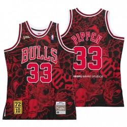 1995-96 Chicago Bulls Scottie Pippen #33 Mitchell & Ness Hebru Brantley Rojo Negro Camiseta