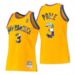 Golden State Warriors Jordan Poole #3 Diamond Edición 75th Gold Camiseta Retro