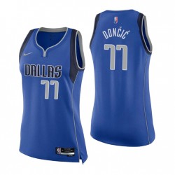 Dallas Mavericks Luka Doncic #77 75 aniversario Azul icono de camiseta para mujeres