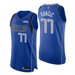 Dallas Mavericks NBA 75th Luka Doncic #77 ícono auténtico Azul Camiseta