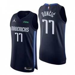Dallas Mavericks NBA 75th Luka Doncic #77 Declaración auténtica Marina Camiseta