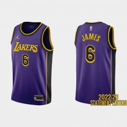 Los Ángeles Lakers LeBron James #6 Purple 2022-23 Declaración EDICIÓN CAMISETA