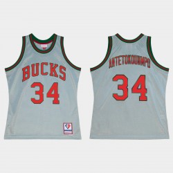 Milwaukee Bucks No. 34 Giannis Antetokounmpo 75 aniversario Camiseta de plata