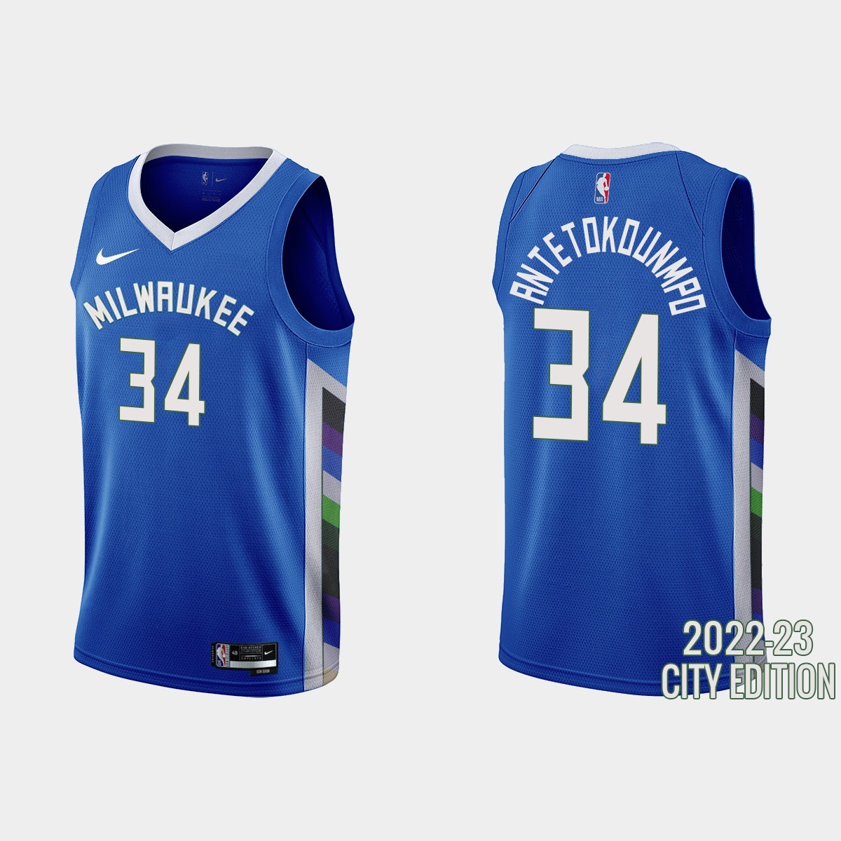 Milwaukee #34 Giannis Antetokounmpo 2022-23 Ciudad Edición Azul Camiseta - NBA Camisetas Retro Tienda - 2021-23 NBA Personaliza Camiseta Para.