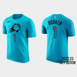 2022-23 Phoenix Suns Devin Booker #1 Ciudad Edicióa Azul Camiseta