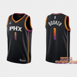 Phoenix Suns Devin Booker #1 Negro 2022-23 Declaración EDICIÓN CAMISETA