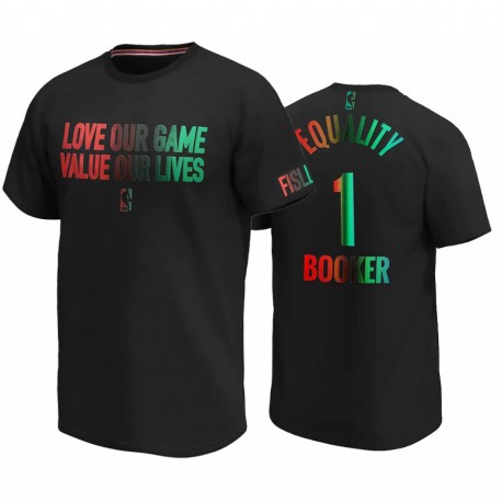 Devin Booker Iguality Suns amor nuestro valor de juego Nuestras vidas Social Justice Tee Black