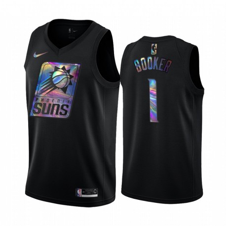 Phoenix Suns Devin Booker & 1 Camisetas Iridiscente Holográfico Black Edition Limitada