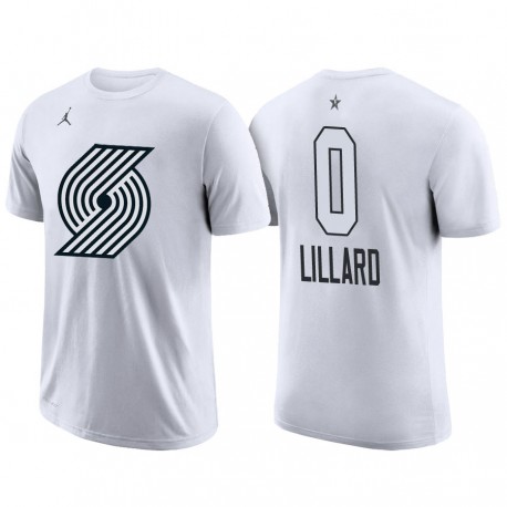 2018 Blazers All-Star Male Damian Lillard & 0 Blanco Camiseta