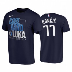 Luka DonCic y 77 Mavericks 2020 Burbuja Phenom Phenom Fress Fresco Camiseta azul marino