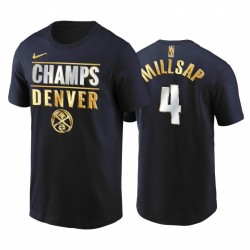 Denver Nuggets # 4 Paul MillSap 2020 Northwest Division Champs Navy T-shirt Edición limitada