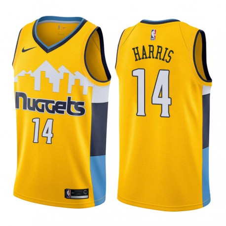 Nuggets Male Gary Harris y 14 2017-18 Declaración Amarilla Camisetas