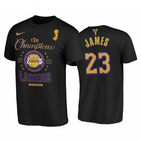 Los Angeles Lakers LeBron James 2020 Nba Finals Campeones Camiseta Camiseta Black Locker Room