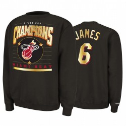 LeBron James Miami Heat 3x Finals Campeones Camiseta Negro Golden Logo Manga larga