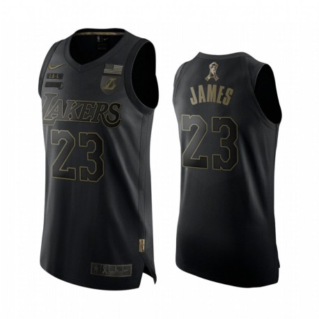 LeBron James Los Angeles Lakers 2020 Salute to Service Black Authentic Limited Limited Camisetas