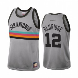 Lamarcus Aldridge # 12 San Antonio Spurs Silver Hardwood Classics Camisetas