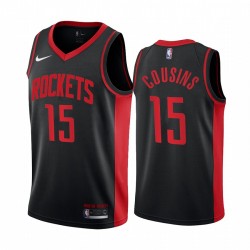 2020-21 Houston Rockets Demarcus Cousins ​​Garged Edition Negro # 15 Camisetas