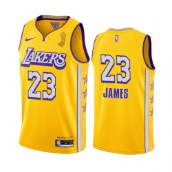 Los Angeles Lakers LeBron James 2020 NBA Finales Campeones Camisetas Juez social de oro