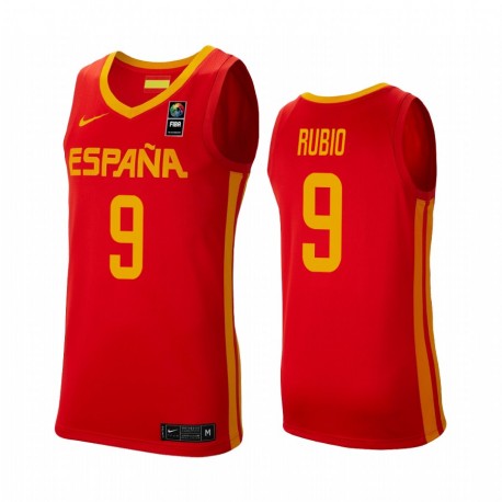2019 FIBA ​​Baloncesto Mundial Copa España Ricky Rubio Red Men's Camisetas